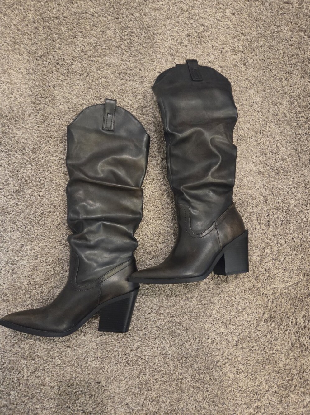 Women's Tall Slouchy Block Heel Boots - Black